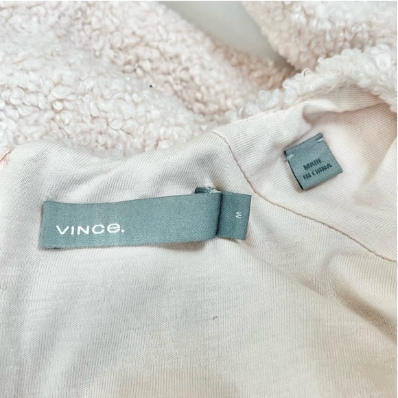 VINCE Oversized Cozy Fleece Pullover Sweater Blush Pastel Teddy Bear Faux Fur - Picture 13 of 16